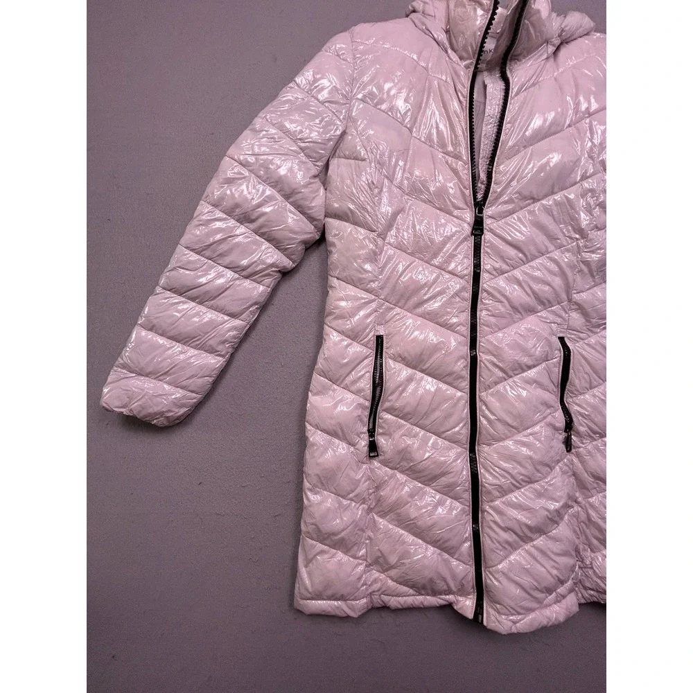 Calvin Klein Puffer Coat High Shine Nylon White Size XS Womens